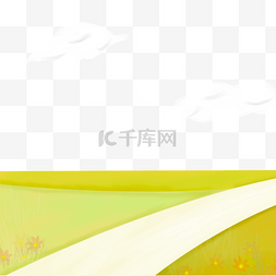 边框景色图片_金黄麦田中的道路春季花卉风景