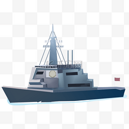 海军军舰图片_军舰卡通蓝色渐变风格