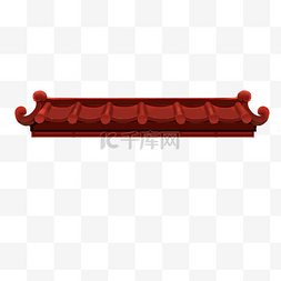 中国古风建筑红色屋檐
