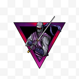 刺客忍者现代风格游戏徽标