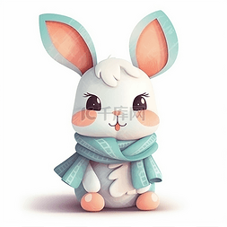 带围巾的兔子图片_一只带着围巾的小兔子