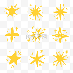 黄色闪耀星星图片_星星发光闪亮黄色涂鸦组图