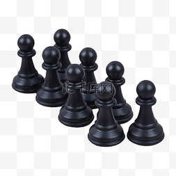 八个黑色国际象棋简洁棋子