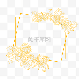 金线花卉婚礼绣球花边框
