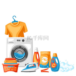 有专业洗衣服务背景清洗和清洁示