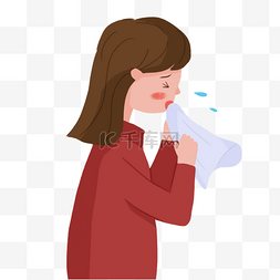 流感感冒正在打喷嚏的女孩流感剪