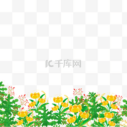 黄色邀请函边框图片_水彩婚礼黄色花卉边框