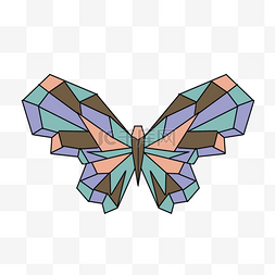 蝴蝶抽象花纹图案图片_彩色几何图案立体几何蝴蝶