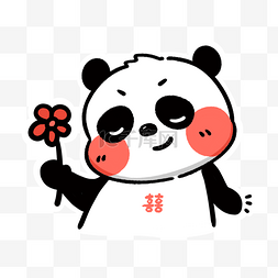 熊猫图片_熊猫送花表情包
