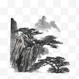 中国风高山图片_中国风水墨山松树