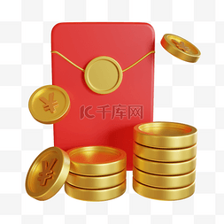 钱币红包金币图片_3DC4D立体金融理财金币