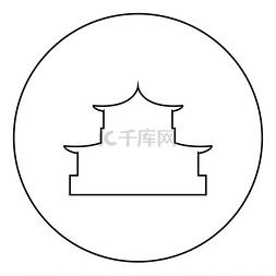 中国插图圆形图片_中国房屋轮廓传统亚洲宝塔日本大