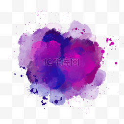 水彩质感素材图片_紫色蓝色水彩质感飞溅背景