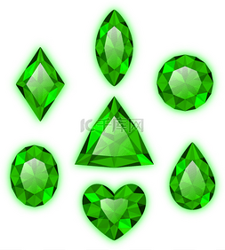 绿色宝石被隔绝在白色的一套