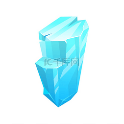 扁平化日霜瓶子模型图片_冰晶冰山图标冰冻的冰块矢量蓝色