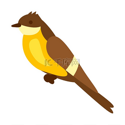 黄色羽毛的小鸟图片_坐山雀的插图可爱的小鸟造型坐山