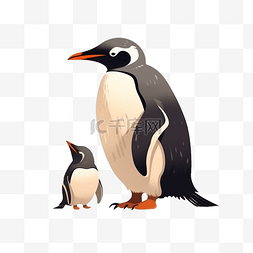 一大一小图片_企鹅卡通扁平动物素材