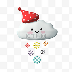 天气下雪图片_3D立体卡通可爱天气下雪