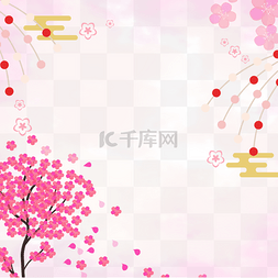 春季树枝边框图片_浪漫樱花日本春季边框