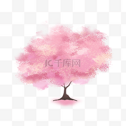 樱桃树图片_梦幻水彩粉色樱花树