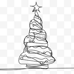 白色线条圣诞树图片_圣诞节圣诞树线条画抽象