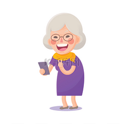 快乐的老女人采取自拍照