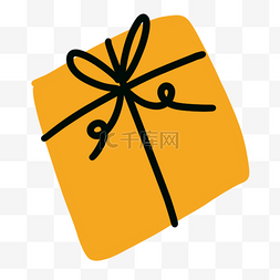 小礼物盒图片_抽象线条动物涂鸦黄色礼物盒