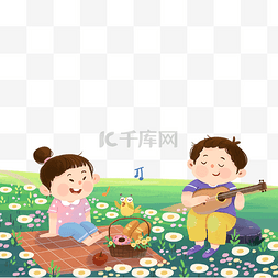 夏天夏季暑假生活野餐弹琴