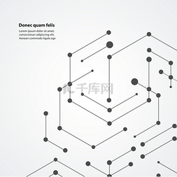 科学线条图片_矢量六边形连接和社交网络线条和
