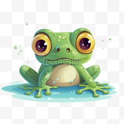 扁平手绘插画元素青蛙