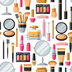 镜子和化妆品图片_用于护肤和化妆的化妆品。