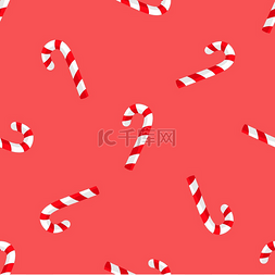 条纹糖果棒以红色和白色无缝图案