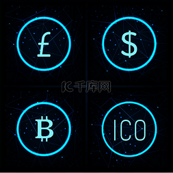 ico图片_比特币和日元 ico 和美国美元图标