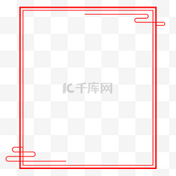 红色祥云线条图片_国庆极简红色祥云简框