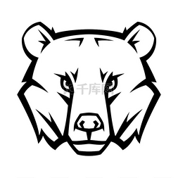 动物灰图片_吉祥物程式化的熊头。