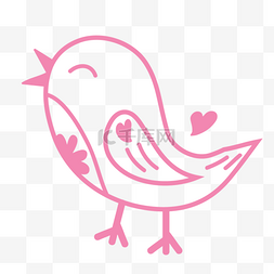 小鸟卡通图图片_粉色色简约可爱卡通小鸟线稿