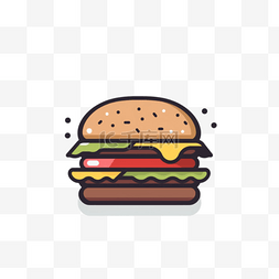 吃汉堡的大叔图片_扁平卡通简约复古汉堡食物快餐