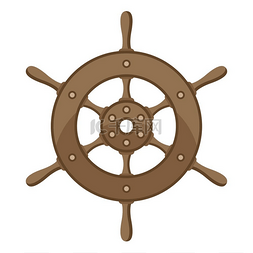 船舶方向盘的插图。