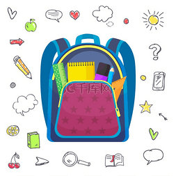 彩色书包返校教育和学习书包行李