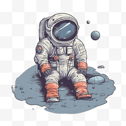 儿童宇航员插画图片_卡通航空航天儿童宇航员
