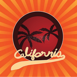 标语排版图片_T 恤印刷用夏季加利福尼亚印刷标
