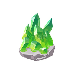 绿色水晶图标图片_水晶宝石或宝石和宝石矢量隔离图