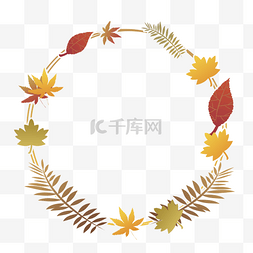 秋天秋季边框树叶圆弧边框