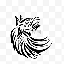 动物装饰剪贴画图片_转过头来的装饰艺术狼纹身图
