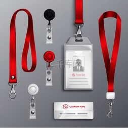 公司红色背景图片_专业身份证 id 徽章持有人与红色