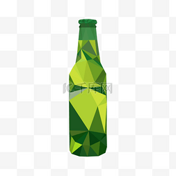 一瓶绿色啤酒低聚风格