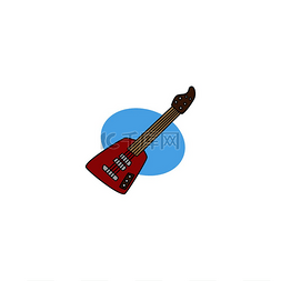 红色的电吉他图片_摇滚吉他乐器声电主题向量摇滚吉