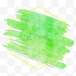 水彩叠加图片_笔刷笔触绿色形状水彩风格
