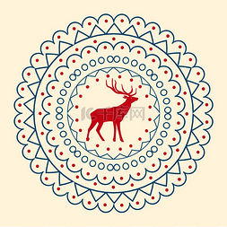 几何驯鹿图片_圣诞图案由带有曲线和三角形的小