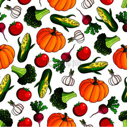 番茄干西红柿干图片_素食健康食品模式与卡通无缝背景